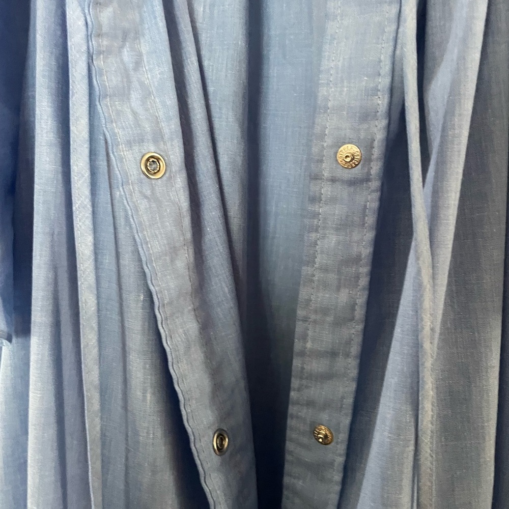 Vintage-Style Handmade Blue Muumuu Dress with Lace Collar - Picture 4 of 4